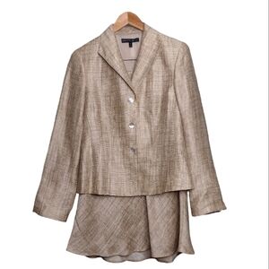Lafayette 148 tan linen and silk skirt suit 6